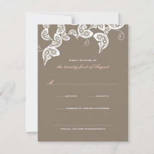 Weiße Florale Pfau Elegante Hochzeits-RSVP-Karte RSVP Karte