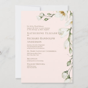 Weiße Florale Röte & Goldene Hochzeit Einladung