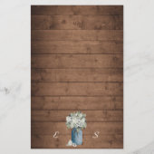 Weiße, florale, rustikale, elegante Lichter Holz H (Rückseite)