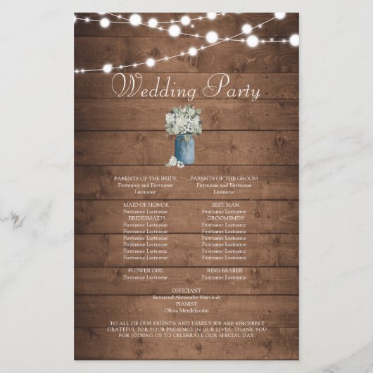 Weiße, florale, rustikale, elegante Lichter Holz H (Rückseite)