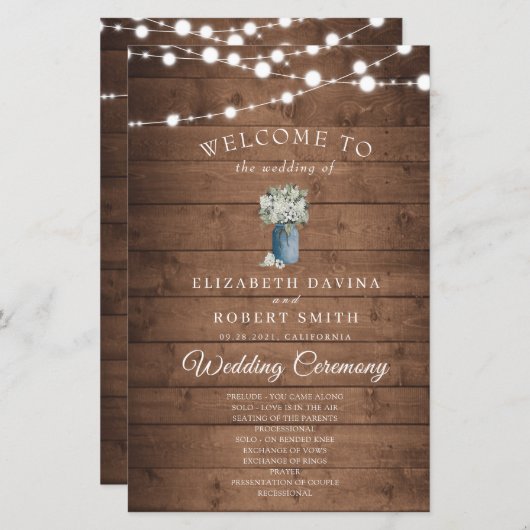 Weiße, florale, rustikale, elegante Lichter Holz H (Vorne/Hinten)