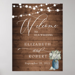 Weiße, florale, rustikale, elegante Lichter Holz H Poster
