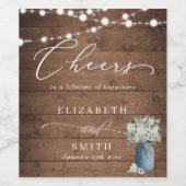 Weiße, florale, rustikale, elegante Lichter Holz H Weinetikett (Einzelnes Label)