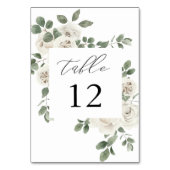 Weiße florale Tischnummer (Vorderseite)