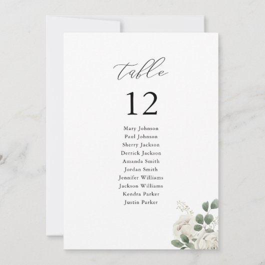 Weiße, florale Tischnummer (Rückseite)