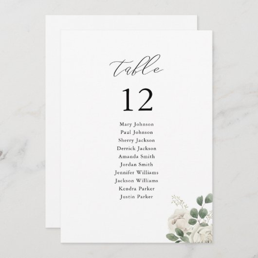 Weiße, florale Tischnummer (Vorne/Hinten)