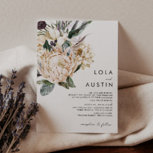 Weiße florale traditionelle Hochzeitseinladung Einladung
