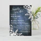 Weiße florale Wasserfarbe Blau glücklich je nach Einladung (Stehend Vorderseite)