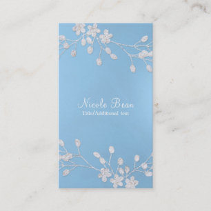 Weiße Floralzweig Winter Blau Elegant Chic Visitenkarte