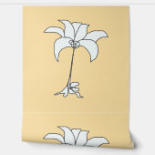 Weiße Florbeige Tapete (Abrollen)