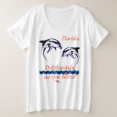 Weiße Florida mit Delphinen individuell anpassbar Große Größe T-Shirt (Design vorne)