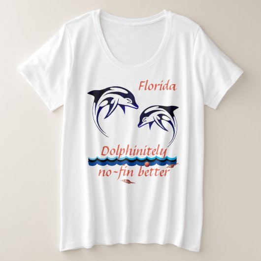 Weiße Florida mit Delphinen individuell anpassbar Große Größe T-Shirt (Design vorne)