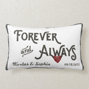 Weiße Forever Always Herz Personalisierte Hochzeit Lendenkissen