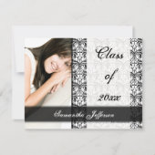 Weiße formale Damasse Einladung (Vorderseite)