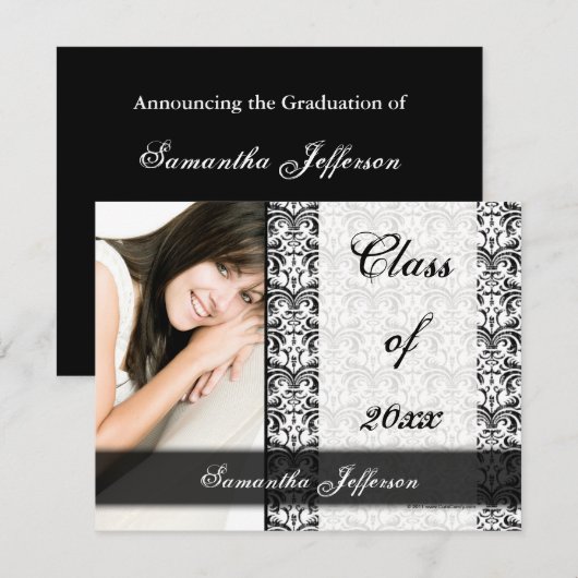 Weiße formale Damasse Einladung (Vorne/Hinten)