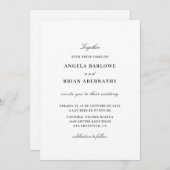 Weiße formelle Hochzeitseinladung Einladung (Vorne/Hinten)