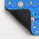 weiße Formen auf blauem Raster Mousepad (Ecke)