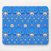 weiße Formen auf blauem Raster Mousepad (Vorne)