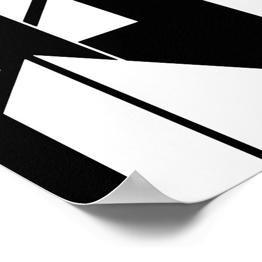 Weiße Formen auf schwarzem MCM Abstrakte Kunst aus Poster (Ecke)