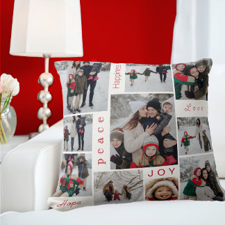 Weiße Foto-Collage Weihnachten Kissen