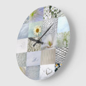 Weiße Fotografiecollage Große Wanduhr (Winkel)