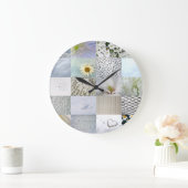 Weiße Fotografiecollage Große Wanduhr (Zuhause)