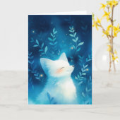 Weiße Fox Tranquility Karte (Gelbe Blume)