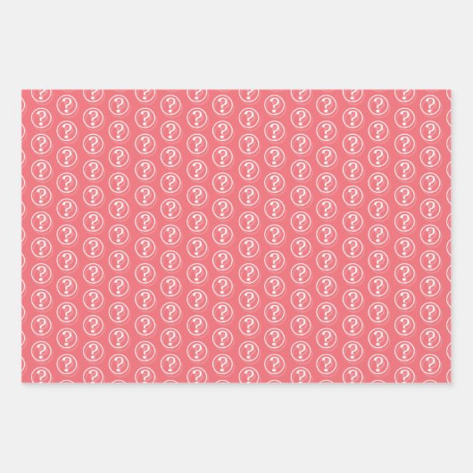 Weiße Fragezeichen auf rosa Geschenkpapier Set (Vorderseite 3)