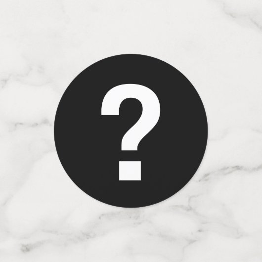 Weiße Fragezeichen auf schwarz Konfetti (Klein Vorderseite)