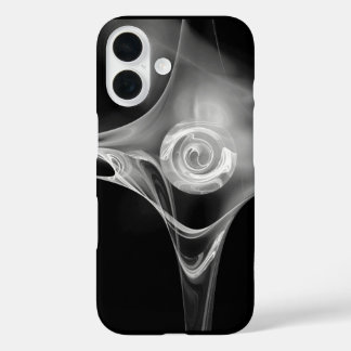 WEISSE FRAKTAL ROSE IN SCHWARZ iPhone 16 HÜLLE