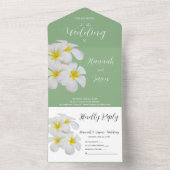 Weiße Frangipani-Blume, auf Sendung, Hochzeit All In One Einladung (Innen)