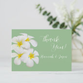 Weiße Frangipani-Blume, auf Sendung, Hochzeit Dankeskarte (Stehend Vorderseite)