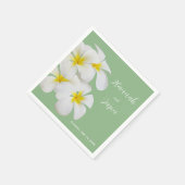 Weiße Frangipani-Blume, auf Sendung, Hochzeit Serviette (Ecke)