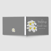 Weiße Frangipani-Blume, mittelgrau, Hochzeit Gästebuch (Voll)