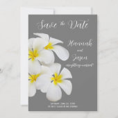 Weiße Frangipani-Blume, mittelgrau, Rett Einladung (Vorderseite)