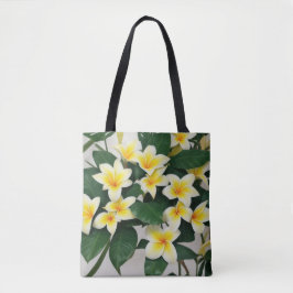 Weiße Frangipani-Blume Tasche