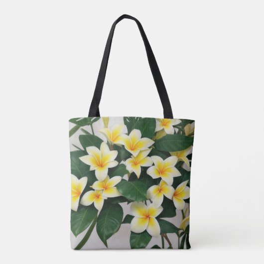 Weiße Frangipani-Blume Tasche (Rückseite)