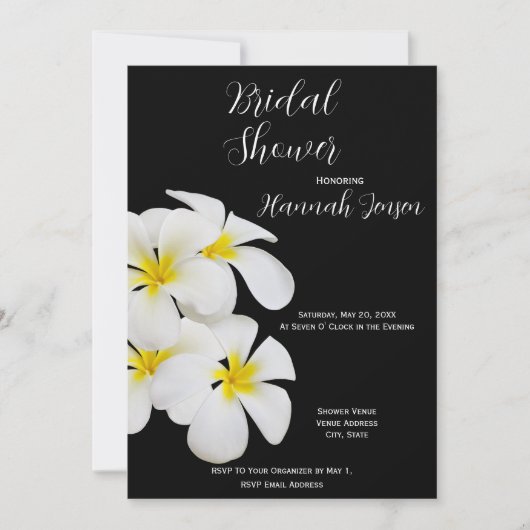 Weiße Frangipani-Blume, tropisch, floral, Bridal Einladung (Vorderseite)