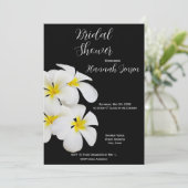 Weiße Frangipani-Blume, tropisch, floral, Bridal Einladung (Stehend Vorderseite)