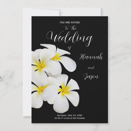 Weiße Frangipani-Blume, tropische Hochzeiten, blum Einladung (Vorderseite)