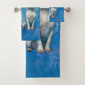 Weiße französische Bulldogge - Frenchie Hund Badhandtuch Set (Insitu)