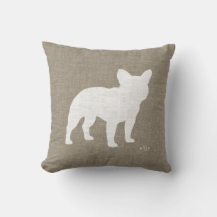 Weiße Französische Bulldogge Silhouette Frenchie H Kissen