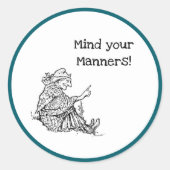 Weiße Frau Großmutter Ratgeber Cartoon Runder Aufkleber (Vorderseite)