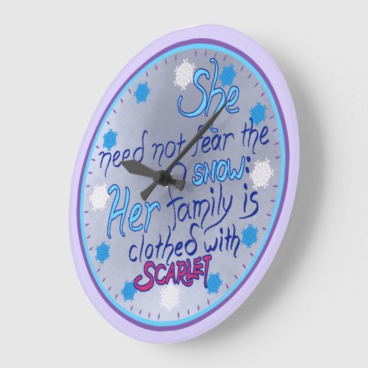 Weiße Frau im Winter Große Wanduhr (Winkel)