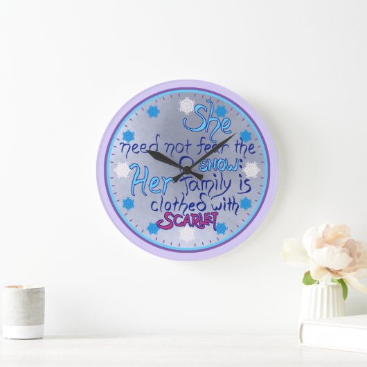 Weiße Frau im Winter Große Wanduhr (Zuhause)