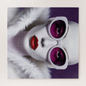 Weiße Frau mit Lila Linsen Puzzle (Horizontal)