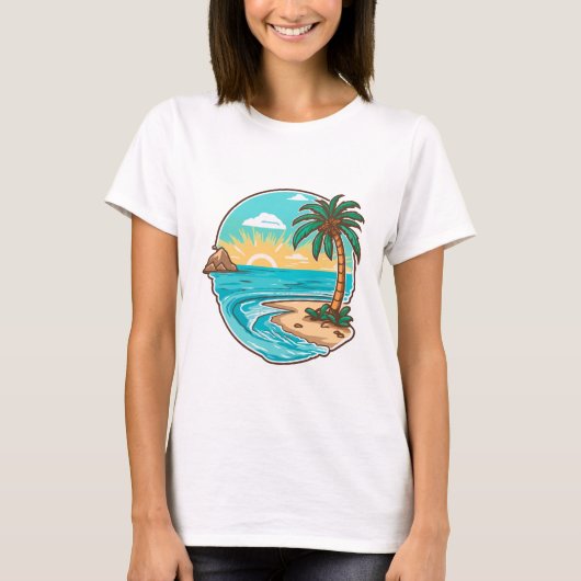 Weiße Frauen am Strand T-Shirt (Vorderseite)