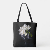 weiße Freesie in einem Glas Tasche (Rückseite)