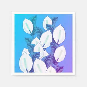 Weiße Friedenslilie Illustration Hellblau Lila Serviette