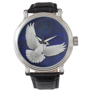 Weiße Friedenstauben-Uhr Armbanduhr
